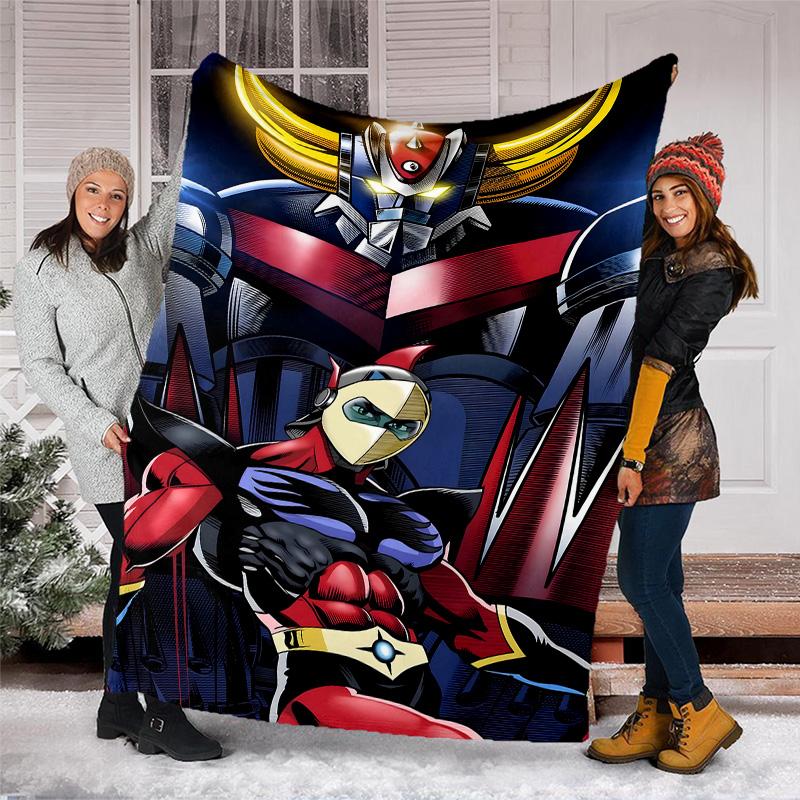 1pc UFO Robot Grendizer7 Theme Blanket - Digital Print, Polyester, Cozy for All Seasons, Perfect for Outdoor, Camping, and Travel