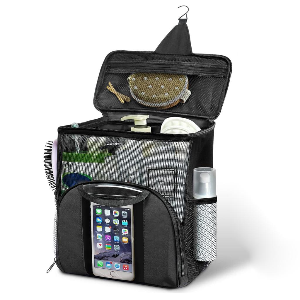 Travel Shower Caddy Bag Portable Hanging Shower Tote Bags With Hook Waterproof Makeup Organizer Pouch Large Capacity Storage Bag