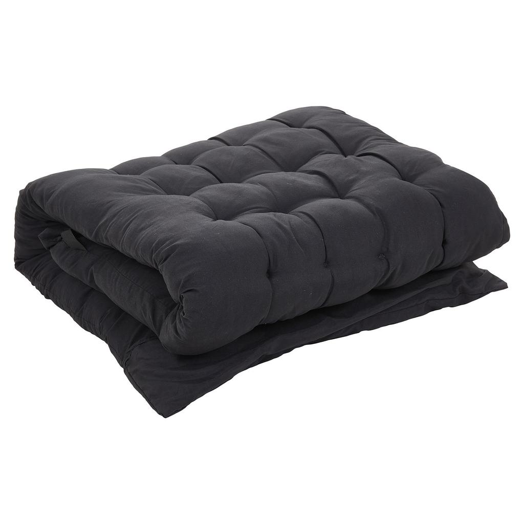 Heavy-duty Steel Tube Folding Bed, Black Frame with Black Pearl Cushions