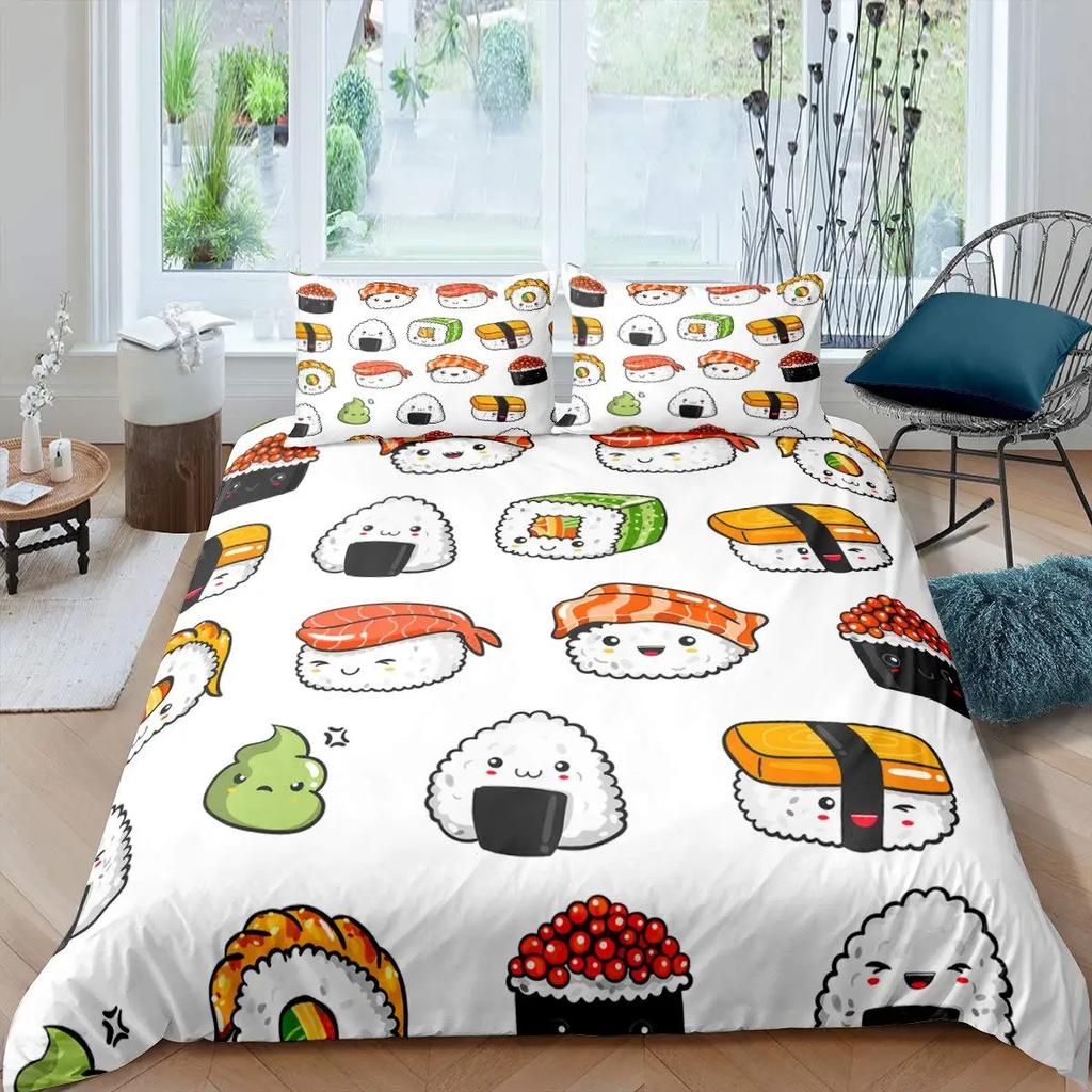 Cartoon Image Bedding Set Melting Ice Cream Pattern Decorative Image Bedding Set With Pillowcase Kids Women Holiday Gift