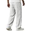 2026 Spring/Summer New Men's Solid Color Breathable Cotton-Linen Pocket Casual Trousers