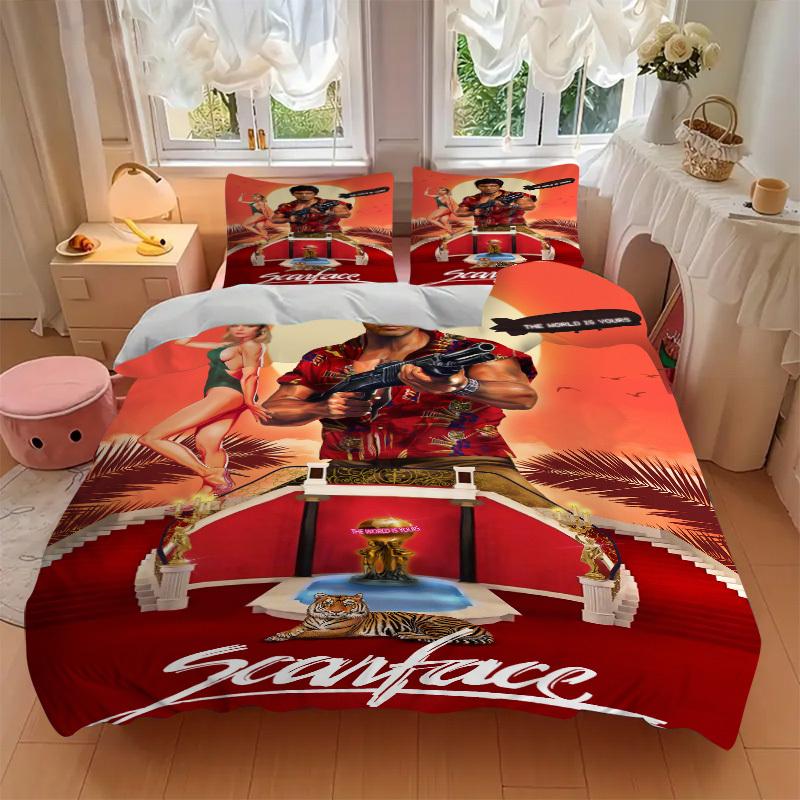Scarface Filmplakat Bettwäsche-Set Bettbezug Geschenk für Schlafzimmer, Enthält 1 Bezug und 2 Kissenbezüge, Ohne FüllungB303