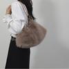 Yogodlns Women's Autumn and Winter Handbag Imitation Fur Fashion Hundred with Plush Bag Solid Color Large Capacity Zipper Shoulder Bag