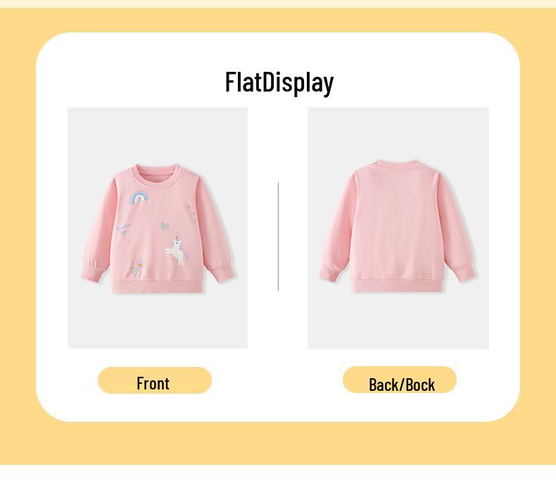 Unicorn Rainbow Print Girls' Round Neck Sweatshirt - Autumn/Winter Sportswear for 2-6 Years