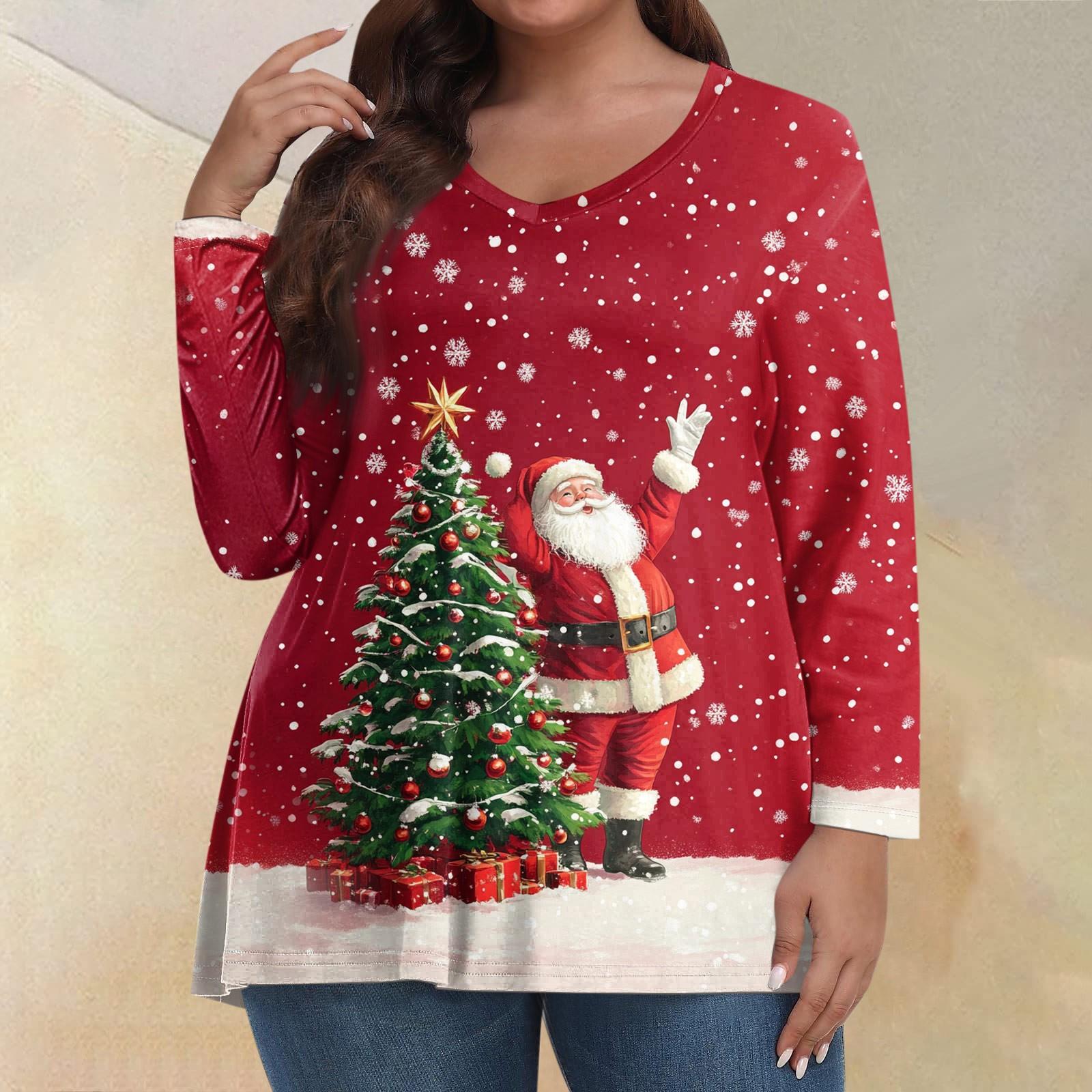 

Женские топы больших размеров с длинным рукавом и принтом, рубашки с V-образным вырезом, повседневная одежда, топы L винный