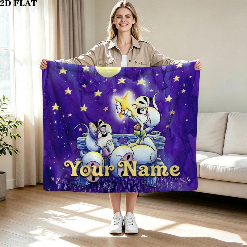 1PC Diddl Custom Name Patterned Flannel Blanket Suitable For All Seasons for Home Decor Warmth and Comfort Gifts Holiday Present