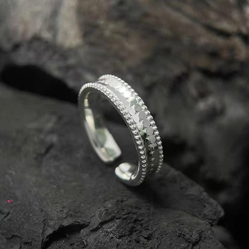 925 Sterlingsilber Damen Glitzernder Schuppenring - Pinky- und Fingeraccessoire mit einfachem, hochwertigem, akribischem Design