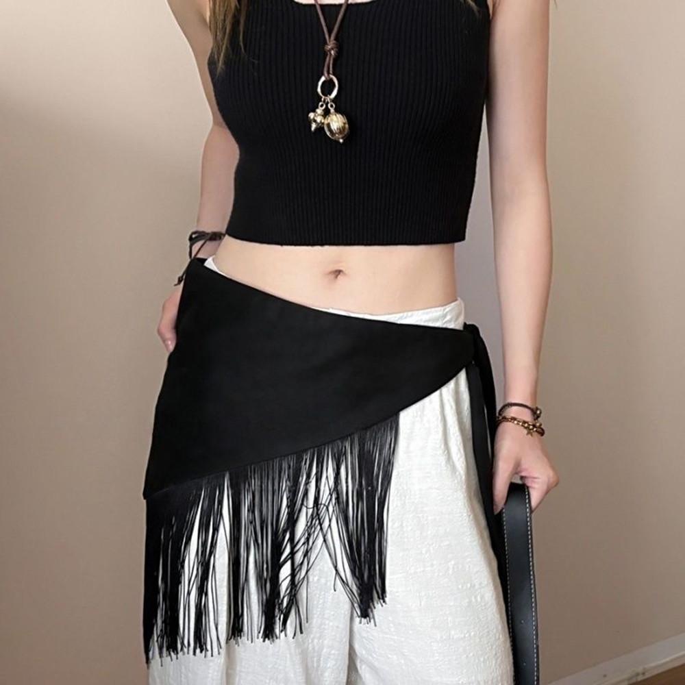 New Women Wide Waist Belt Retro Punk Waistband Fashion Triangle Tassel Corset Belt Shirt Dress Decor Belt Coat Decor Accessories