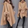 Dámská zimní plášť kabát Dolman Rukávy Tlustý šátek Volný Stojánek Límec Jednobarevné Dekor z umělé kožešiny Teplé Denní nošení Pracovní Outdoorové pončo