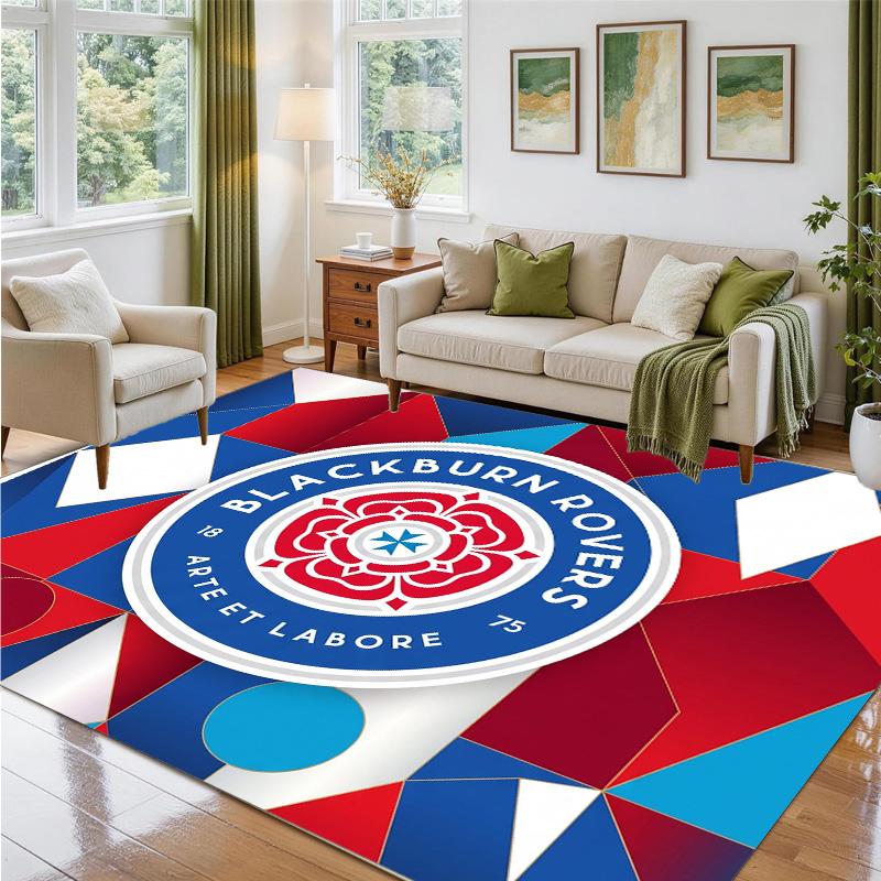 Blackburn Rovers Football Design Crystal Velvet Rug Soft Decorative Mat for Bedroom Entrance