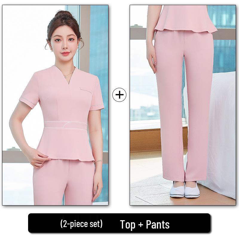 Damen High-End Spa & Postpartale Erholung Arbeitskleidungsset: Elegante Kosmetikerin- & Massageuniform