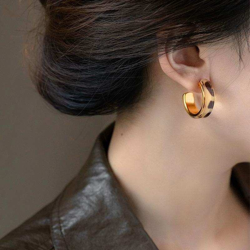 Leopard Print Earrings Niche High-end Earrings Exaggerated To Show The Face Small Earrings Women
