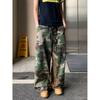 Mens Relaxed Fit Camo Cargo Pants Casual Wide Leg Jeans Water Washed Cotton Blend