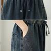Dimanaf 2025 New Elastic Jeans Harlen Pants Basic Women Loose Denim Trousers Big Casual Blue Pants