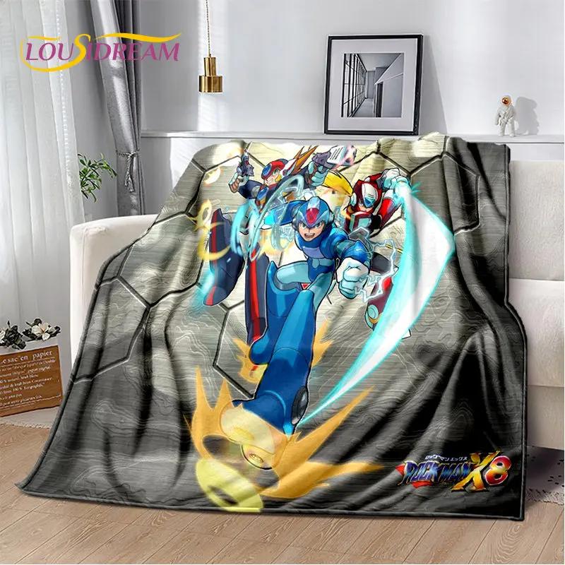 Rockman Megaman Game Cartoon Soft Plush Blanket,Flannel Blanket Throw Blanket for Living Room Bedroom Bed Sofa Picnic Cover Kids