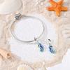 925 Sterling Silver Charms Bead CZ Zircon Blue Seahorse Dangle Fit Original Bracelet DIY Women Jewelry GiftGood Product