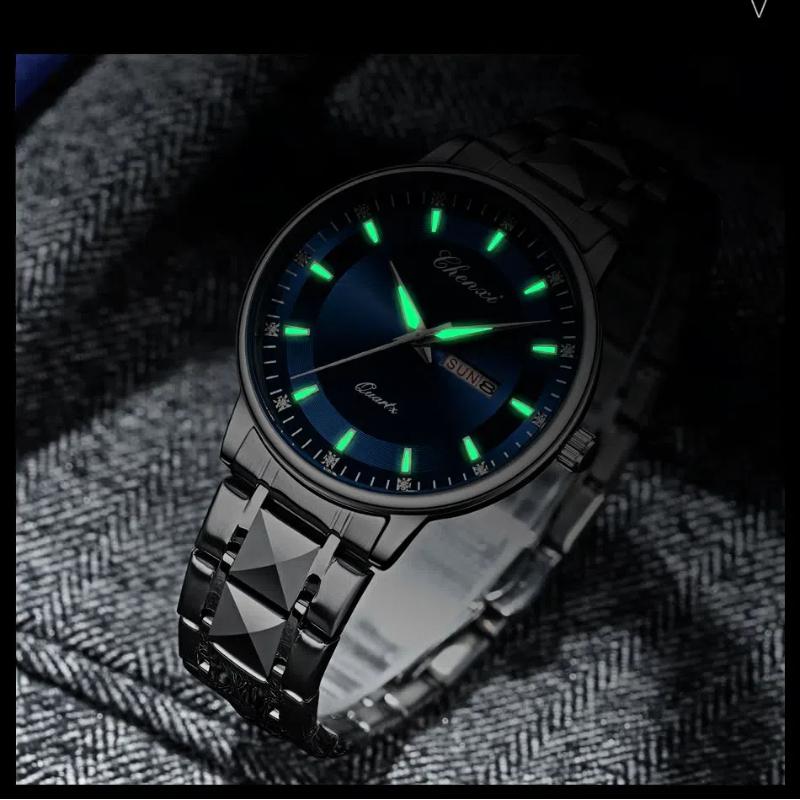 Men's Dual Calendar Dial Fashion Trend Quartz Watch Calendar Night Light Waterproof Watch