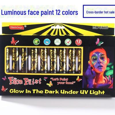 UV Glow Face and Body Paint - Water-Soluble Crayons for Halloween and Festival Makeup