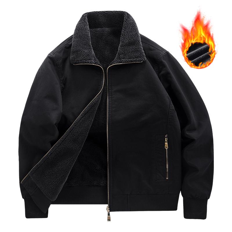 Men's Velvet Jacket, Reversible Cotton Jacket, Velvet Thickened Jacket, Outdoor Casual Lapel Top For Men