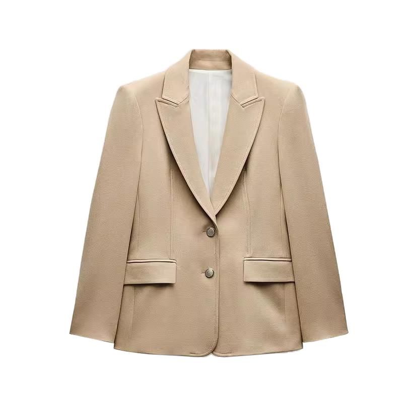 Spring New Women's Clothing Business Style Flip Pocket Decoration Metal Breasted Silm Suit Outwear 8635555