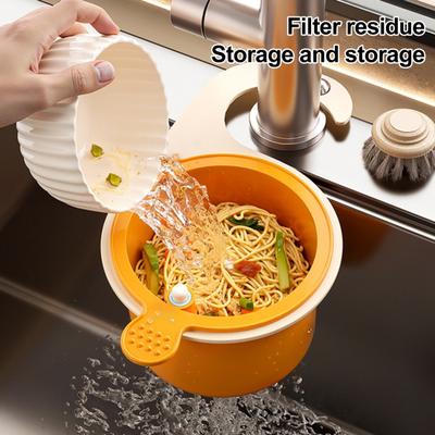 Kitchen Sink Drain Basket Sponge Holder Easy To Install Universal High-Efficiency Filter System Automatic Dumping Sink Strainer Basket