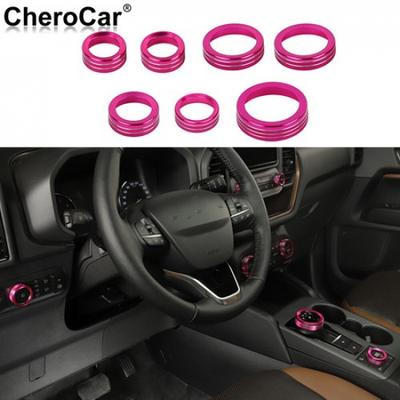 7x Pink Center Console Control Switch Knob Trim Ring for Ford Bronco Sport +
