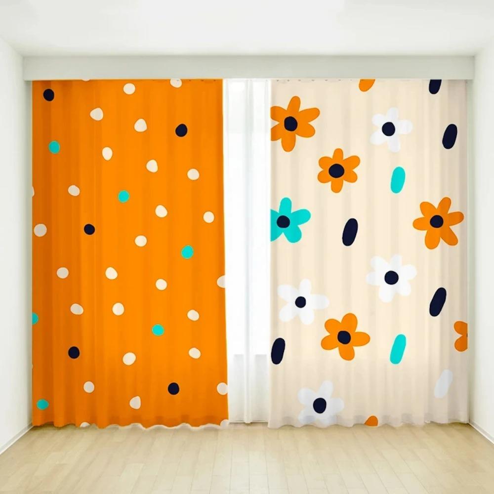 Cartoon Orange Pear Fruit Simple Creative Bedroom Curtains Flower Girls Room Study Window High Shading Curtain Refreshing Style