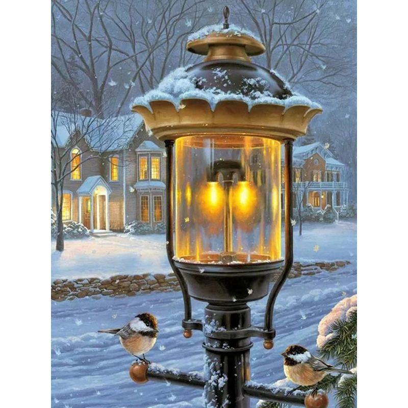 Pictură cu diamant DIY de iarnă Crăciun fericit Broderie completă, rotund, zăpadă, broderie cu diamante, cu punct de cruce, cu strasuri, decorațiuni pentru casă