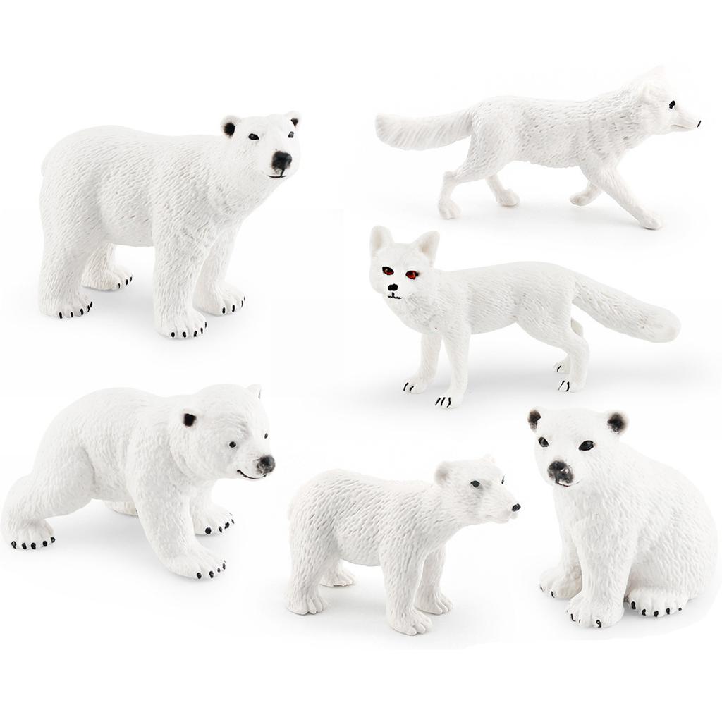 Simulation Polar Animal Set Model Arctic Rabbit White Fox Polar Bear Beluga Whale Seal White Owl Static Ornament