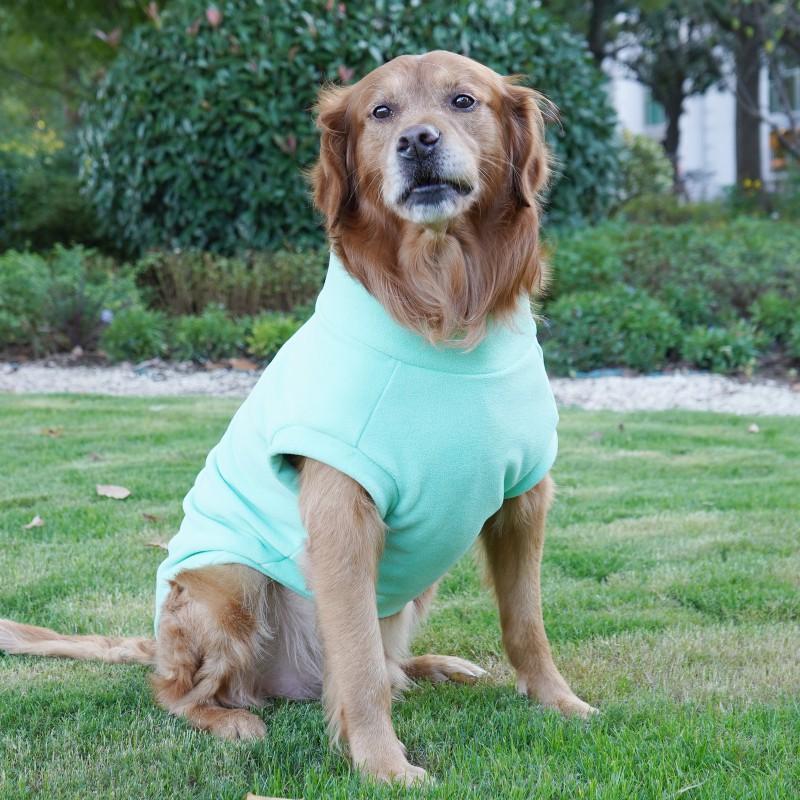 Large Dog Fleece Hoodie Golden Retriever Labrador Winter Warm Pet Clothing Solid Color