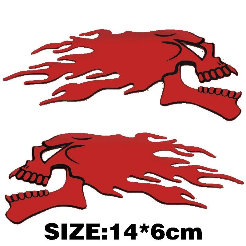 

2PCS Fuel Sticker 3D Universal Flame Skull Motorcycle Helmet Decoration Decals Stickers Decal Decorations for Motorcycle Sticker