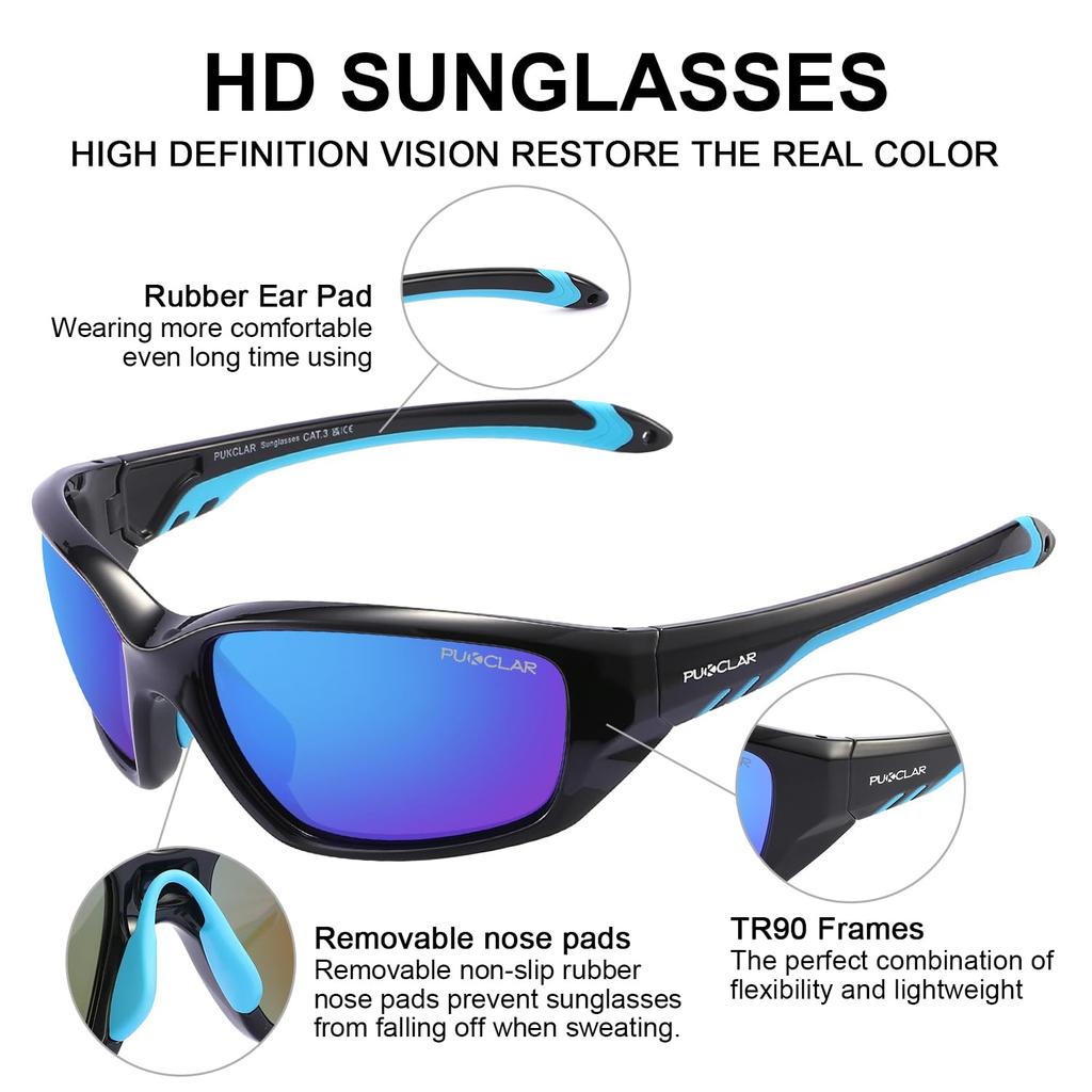 Puklar Polarized Sports Sunglasses Driving Fishing Goggles Frame [PUKCLAR] (Unisex) - Sunglasses, Cycling, Running, -