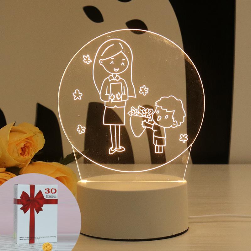 1pc Night Light Creative Acrylic Bedroom Bedside LED Table Lamp Holiday Event Gift System Gifts