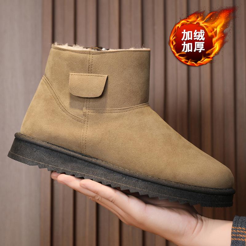 

Snow boots are the same for men and women, new winter mid-top cotton shoes, outdoor warm, piled and thickened, and one-pedal cotton shoes are c 44 хакі