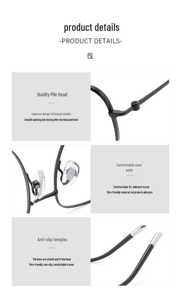 2026 Ultra-Light Pure Titanium Unisex Eyeglasses Frame, Slim Square Design, Compatible with Myopia Lenses