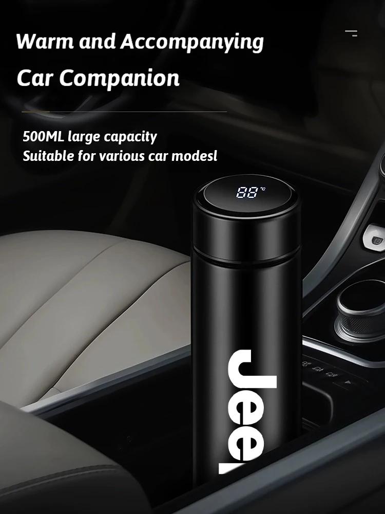 För Jeep Bil Rostfritt Stål Termosflaska LED Intelligens Temperaturkopp För Jeep Grand Cherokee Wrangler Gladiator Compas