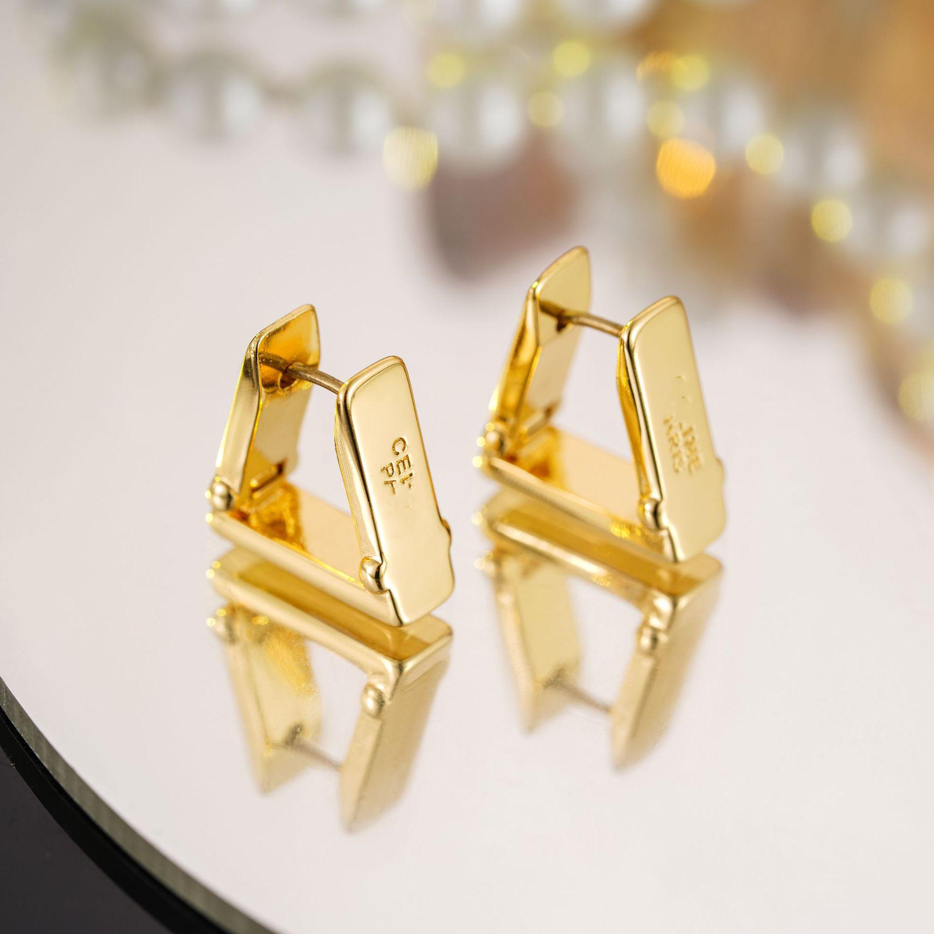 

French Minimalist Geometric Earrings - Triangle Buckle Trapezoid Design