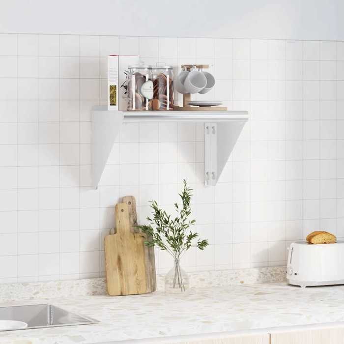 VidaXL Étagère murale 50x30x31 cm argenté acier inoxydable, étagère flottante, étagère murale d'exposition, panneau 30277