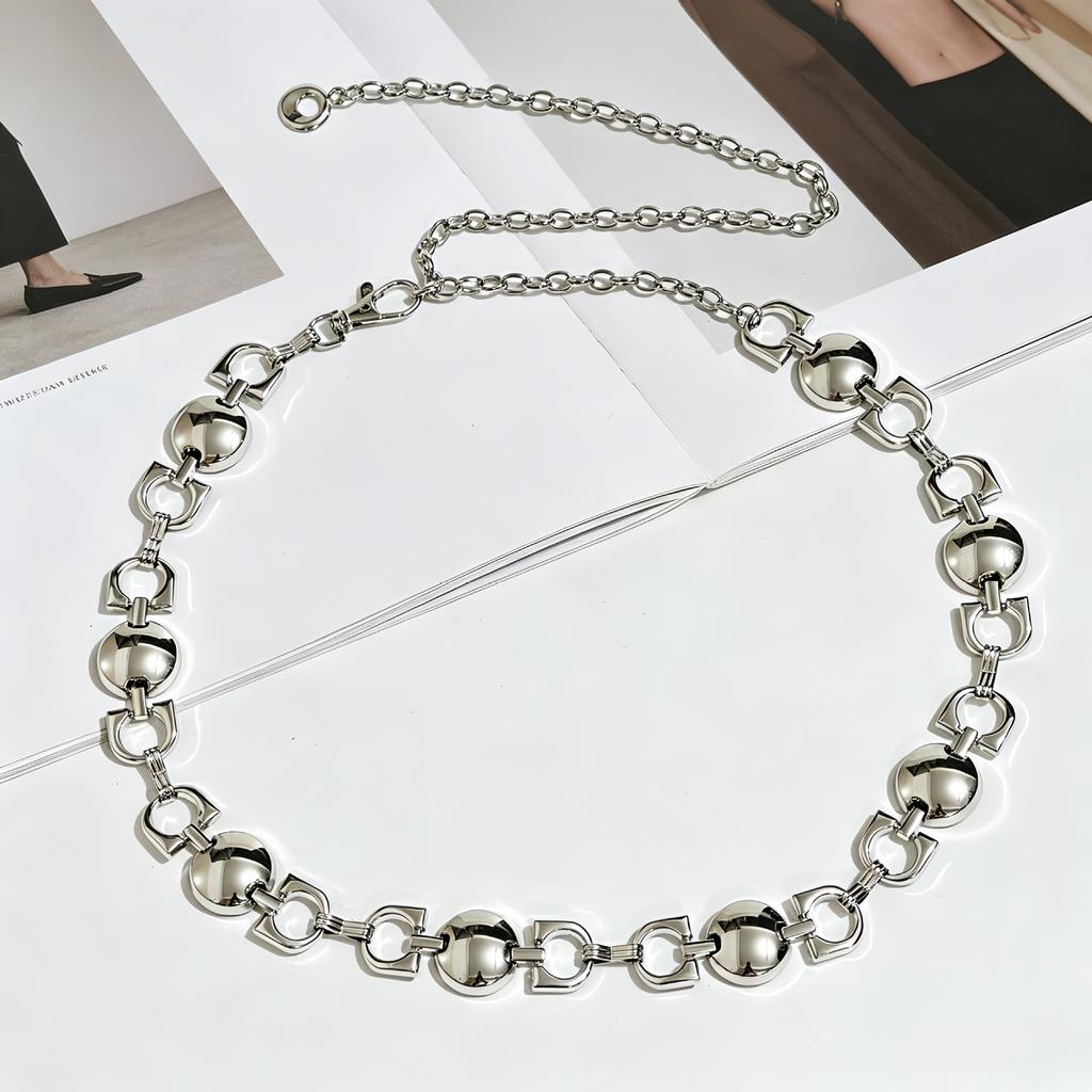 Hanging Plating Heavy Industry Three-dimensional Disc D Buckle Waist Chain Women's Light Luxury Adjustable Skirt Metal Belt High-end Accessories