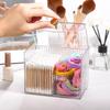 2 Slot Qtip Holder Dispenser Rectangle Cotton Ball and Swab Holder Organizer with Lid Clear Bathroom Organizer Jar for Bathroom