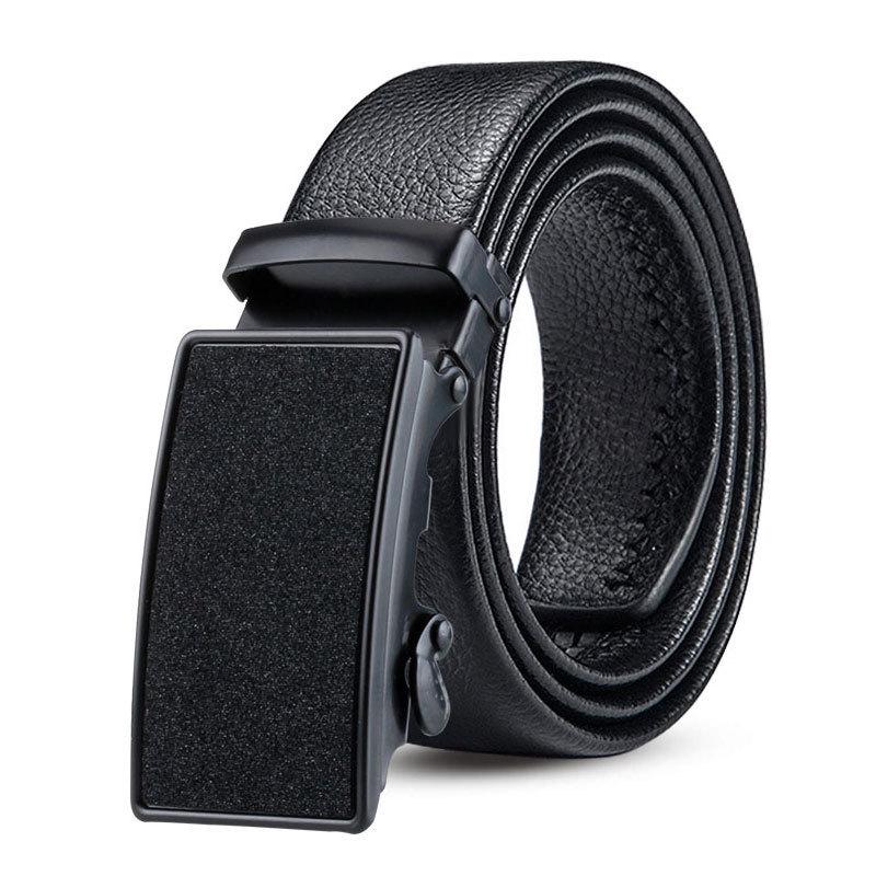 Men’s Automatic Buckle Leather Belt with Customizable Logo - Perfect for Business and Casual Wear
