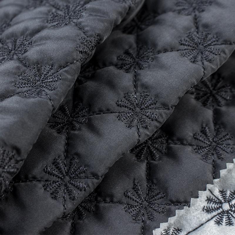 100X150CM Snowflake Embroidered Fabric Winter Warm Quilted Cotton Padded Material For Makeup Bag Hat Costume