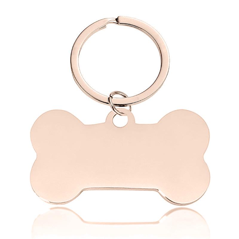 Stainless Steel Bone Pet Tag Keychain, Mirror Finish, Engravable with Text & Numbers.