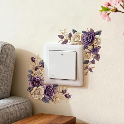 Removable Flower Switch Sticker Waterproof Peel And Stick Light Switch Decal for Living Room Bedroom Bathroom Kitchen Decor