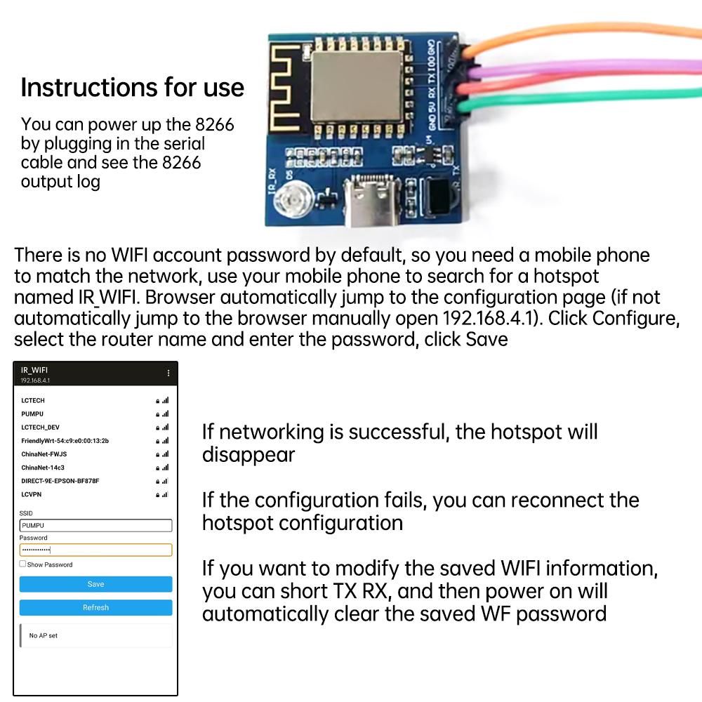 ESP8266/ESP32 IR Transmitter&Receiver – NEC Protocol WiFi Transparent Transmission ESP Development Module for Smart Home Control