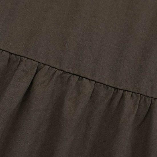 Women Maxi Skirt High Waist Ruffle Splicing Large Hem Long Skirt Pure Color
