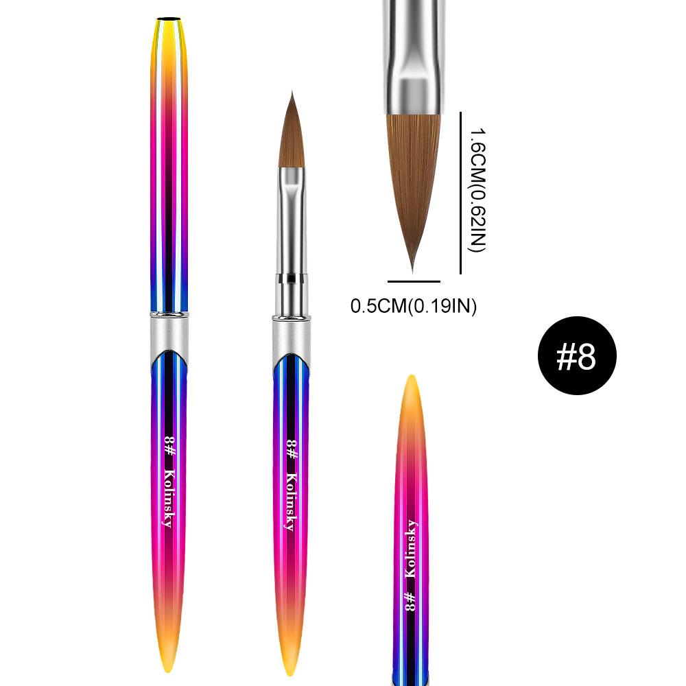 Kolinsky Pincel de Unhas para Manicure Pincel de Gel para Unhas Pincel de Arte 3D Acrílico Líquido Pó Escultura Pincel de Gel Delineador Caneta de Desenho
