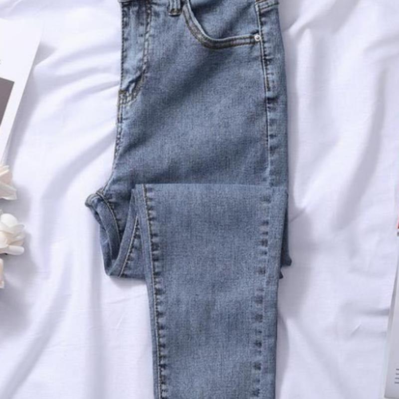 Blugi elastici cu talie înaltă Femeile sunt subțiri și înalte Picioare subțiri Primăvară și toamnă Pantaloni strâmți Femei la modă