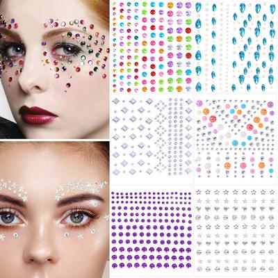 Diamond Face Sticker Nail Art Diamond Face Performance Party Makeup Ball Makeup Accessories Glue-Free Decorative Sticker Face Sticker