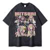 Nezuko T Shirts Vintage Washed Anime Kimetsu No Yaiba T-shirt Oversized Short Sleeve Demon Slayer Mitsuri Tokitou Tops Tees Men